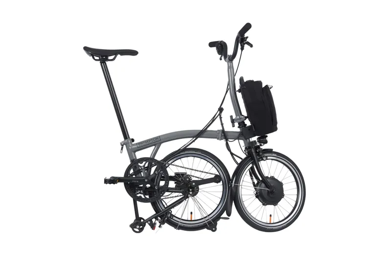 Brompton Electric P Line Urban Mid Folding Bike 2023 in Storm Grey-2